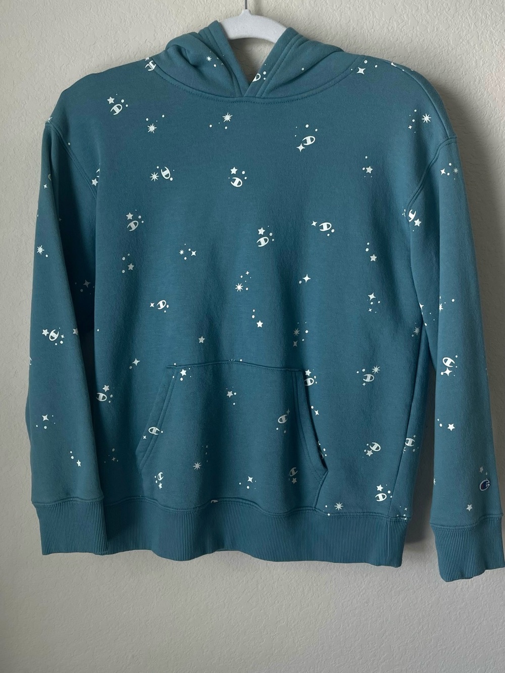 Champion Forest Green Hoodie with Small White Accents